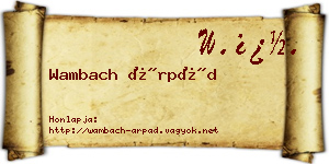 Wambach Árpád névjegykártya
